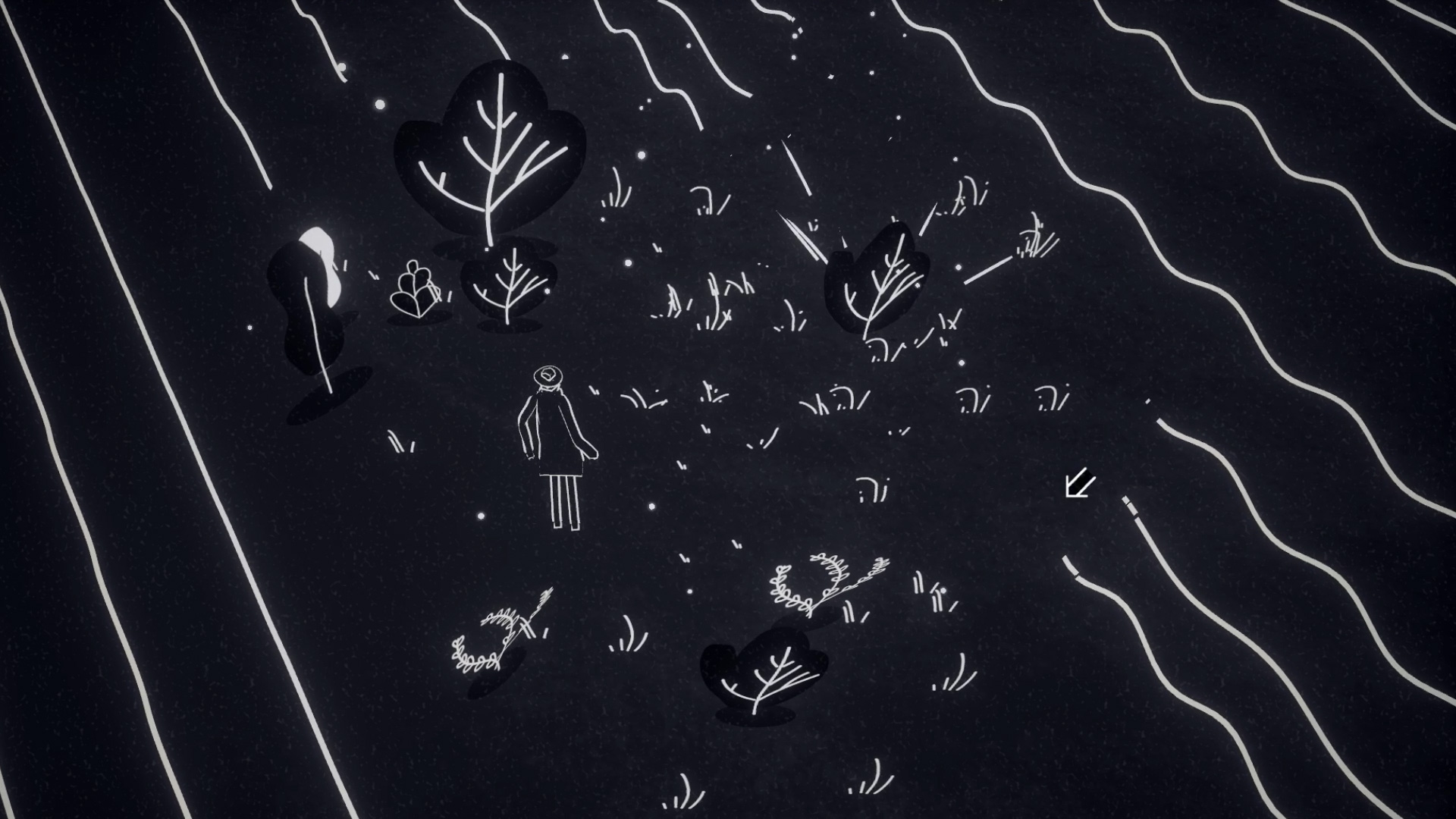 Screenshot of No Man standing in a field, surrounded by plants